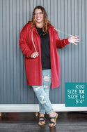 Curvig Hoodie Cardigan, Red