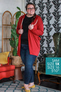 Curvig Hoodie Cardigan, Red