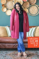 Curvig Hoodie Cardigan, Red