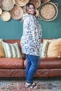 Leopard Hoodie Tunic, Grey