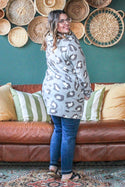 Leopard Hoodie Tunic, Grey