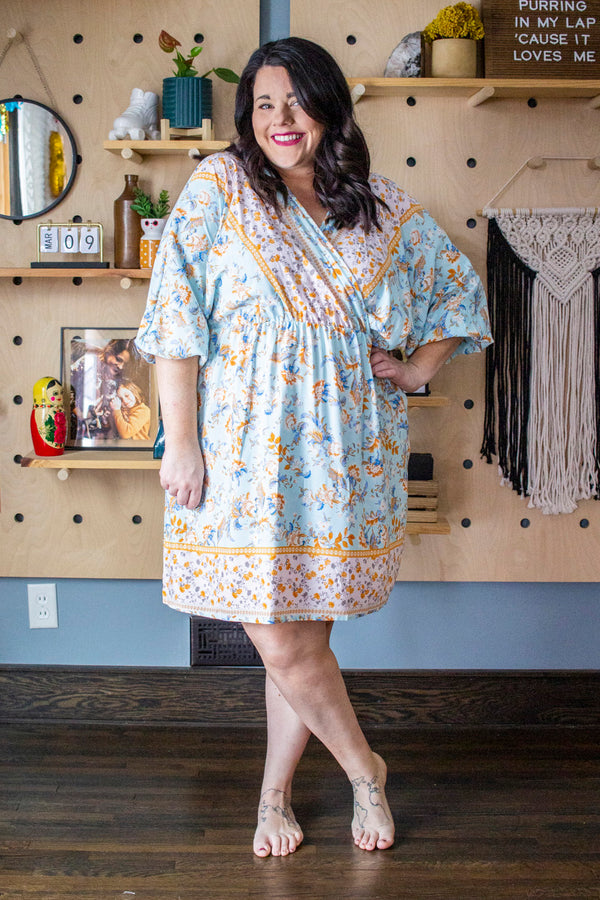 Spring Boho Dress, Blue