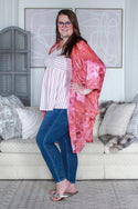 Basic Chiffon Kimono, Mauve Tie Dye