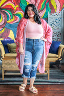 Basic Chiffon Kimono, Mauve Tie Dye