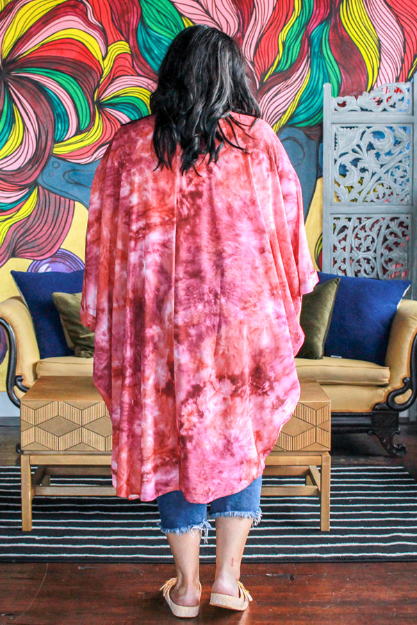 Basic Chiffon Kimono, Mauve Tie Dye