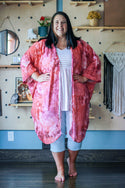 Basic Chiffon Kimono, Mauve Tie Dye