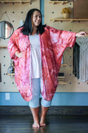 Basic Chiffon Kimono, Mauve Tie Dye