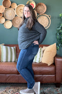 Heathered Dolman Sweater, Charcoal