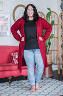 Dark Duster Cardigan, Maroon