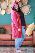 Curvig Hoodie Cardigan, Red