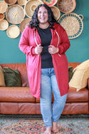 Curvig Hoodie Cardigan, Red