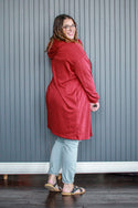 Curvig Hoodie Cardigan, Red