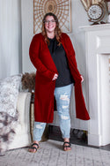 Dark Duster Cardigan, Maroon