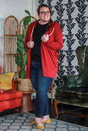 Curvig Hoodie Cardigan, Red