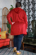 Curvig Hoodie Cardigan, Red