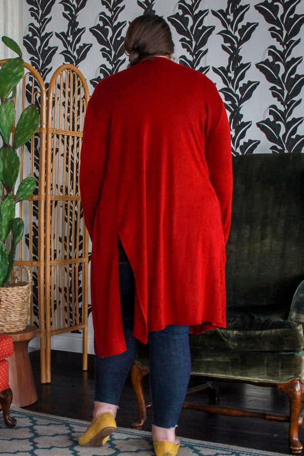 Dark Duster Cardigan, Maroon