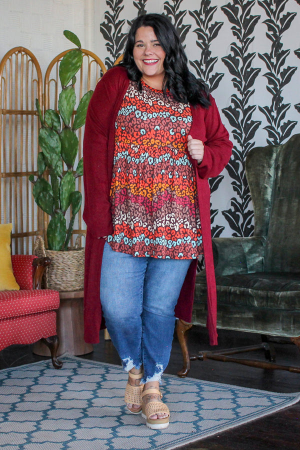 Dark Duster Cardigan, Maroon