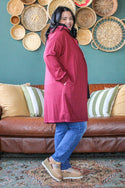 Curvig Hoodie Cardigan, Red