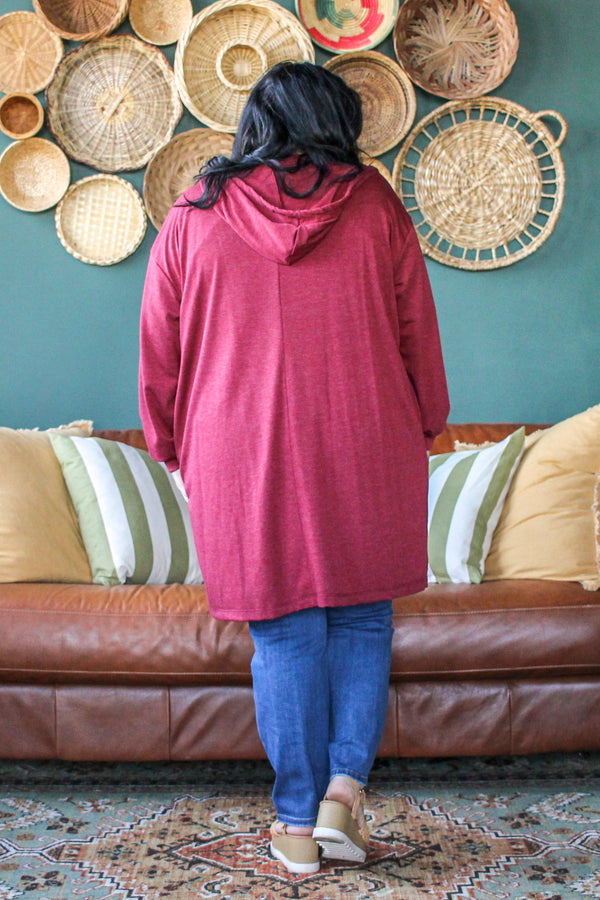 Curvig Hoodie Cardigan, Red