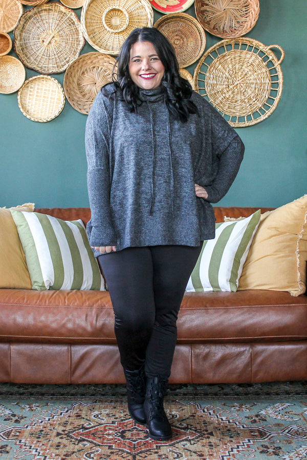 Heathered Dolman Sweater, Charcoal